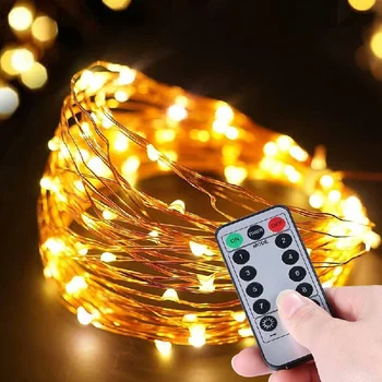 10 VNT Kontrolės Pasakų Žibintai USB LED String Šviesos Lauko Vandeniui Girliandą Su Nuotolinio Valdymo Kalėdų Vakarėlį Sode LEDLight