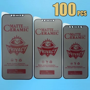 100vnt Privatumo Keramikos Anti Spy Privačių Kino Matte Screen Protector, iPhone 15 Pro Max 14 ir 13 Mini 12 11 XS XR X 8 7 SE