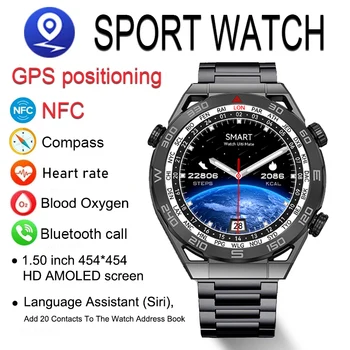 2023 NFC AMOLED Smart Watch Vyrų Užsakymą Žiūrėti Dial Skambinkite Sporto GPS Kelio Kompasas IP68 Vandeniui Smartwatch Už 
