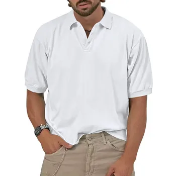 2023 vyriški Laisvalaikio vientisos Spalvos Liesas trumpomis Rankovėmis Polo Marškinėliai Streetwear išjunk Mygtuką Kvėpuojantis Marškinėliai Prabangių Drabužių