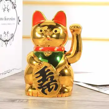 Aukso Draugiška Garbanojimo Katė Tradicinės Kinų Apdailos Turto Klestėjimo Sėkmės Kačių Figūrėlės Namų Biuro Stalas Priedai