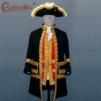 Cosplaydiy Markizas Karinės Uniformos Kostiumas Su Skrybėlę Suaugusiųjų Mens Imperijos Karininkas Kostiumas Užsakymą Helovinas Drabužiai kostiumas
