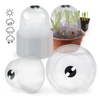 Daugkartinio naudojimo Plastikinis Augalų Raštas Padengti su Fiksuotais Metalo Statymų Sodo Cloche Dome Augalų Bell Dangtis Lauke Augalinės Dangos