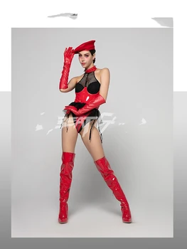 Dizaino keturių raudona nacionalinę dieną, baras gogo kostiumai moterų sexy paradas interaktyvus bgo šokių kostiumai.