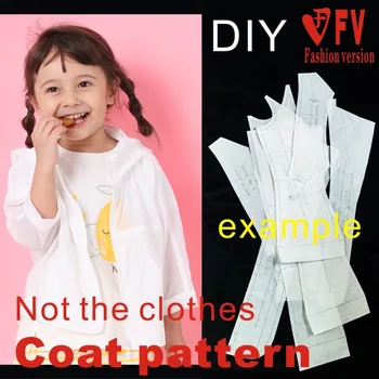Drabužių modelio vaikų drabužių nepraleidžia užtrauktuku striukė pjovimo struktūra, dizainas brėžinys 1:1 fizinį popieriaus modelio CWT1