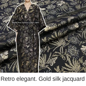 Elegantiškas Aukso Brokatas Žakardo Audinio Suknelė ir Švarkelis