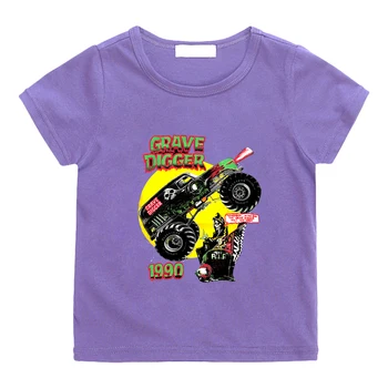 Grave Digger Automobilių Grafinis T-shirt Atsitiktinis Vasaros 100% Medvilnės Vaikai Tee-shirt Patogus Berniukų ir Mergaičių, Vaikų Marškinėlius Animacinių filmų Tee