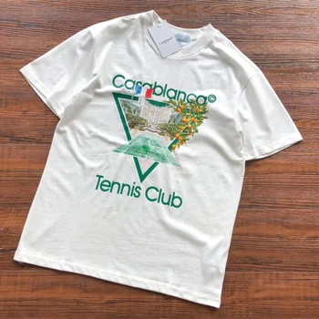 Kasablanka T-Shirts Apverstas Trikampis Žalia Teniso Klubas Viršuje T-Marškinėliai Vyrams, Moterims, Juoda Balti Trumpomis Rankovėmis Atsitiktinis Marškinėliai