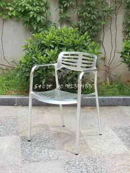 Lauko aliuminio lydinio atgal kėdė pieno arbata parduotuvė metalo vieną kėdę, restoranas, valgomojo kėdės, modernaus minimalistinio namų išmatose