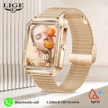 LIGE 2023 Naujausias Ponios Smart Žiūrėti Smartwatch Moterų Naujo Dizaino Laikrodis I67 Vandeniui Pink Rose Gold Merginos Riešą Laikrodžiai