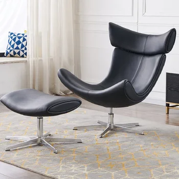Modernus minimalistinis vienas asmuo, sofa-lova, kėdės dizaineris odos tingus sraigė kėdė kambarį atsitiktinis sukasi kėdė
