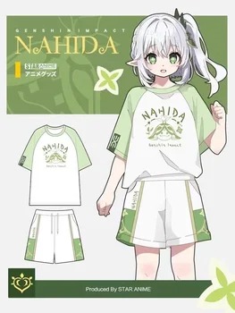 Nasidasano Genshin Poveikio trumpas rankovėmis marškinėliai pižama vasaros išvestinių finansinių priemonių drabužius anime animacija žolės dievas šortai cos drabužiai