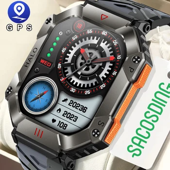 Naujos Tvirtos Karinės Smartwatch Vyrų 2023 Fitneso Sporto Laikrodžiai Vandeniui AI Balso Asistentas 