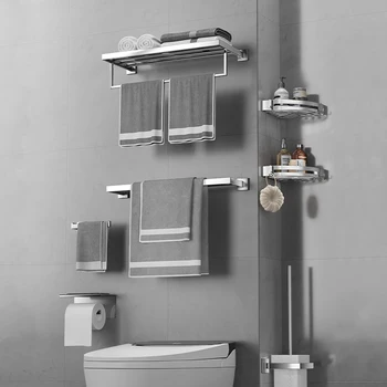 Ne perforuotas rankšluostį lazdele vieno ir dviejų kabinti lazdele, vonios kambarys, saugojimo trikampis krepšelį tualeto šepetys audinių laikiklis derinys s