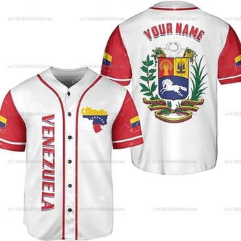 Pavasario/Vasaros Naują Venesuelos Vėliava, Beisbolo Jersey 3D Print T-Marškinėliai, vyriški Vasarą V-Kaklo Nemokamų Užsakymą Pavadinimas Viršų