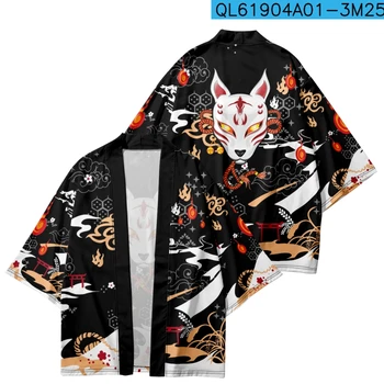 Plus Size 6XL Vasaros Prarasti Japonų Anime Spausdinti Kimono Streetwear Cardigan Drabužius, Moterims, Vyrams Haori Viršų