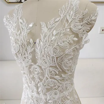 Puošnios Blizgančiais Nėrinių Pleistras Krūtinės Gėlės 3D Vestuvių Suknelė Aplikacijos 