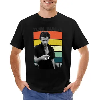 Retro Tom Waits Fanart T-Shirt viršūnes grafinis marškinėliai black t marškinėliai vyrams t shirts