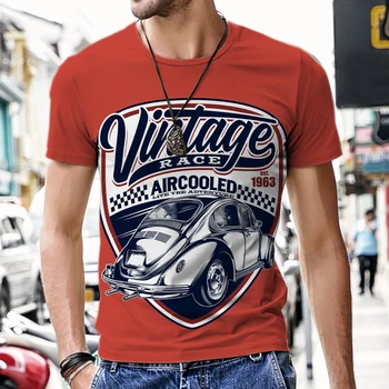 Vasaros vyriškų Vintage marškinėliai Retro Automobilių Mados Viršūnes 3D Atspausdintas O Kaklo Negabaritinių Trumpas Rankovės Harajuku Juokinga Mans Streetwear