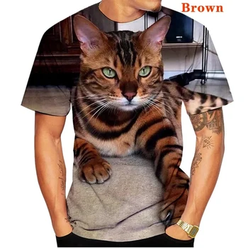 Vyrai Cool T-shirt Juokinga 3d Marškinėlius Spausdinti Katės trumpomis Rankovėmis Vasaros Viršūnes Tees Paauglių Grafinis Tee Mielas Marškinėliai Smagios Dovanos