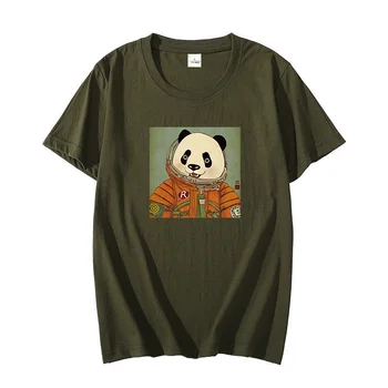 Vyriški medvilniniai marškinėliai Gonthwid Kosmoso Panda Harajuku grafinis t shirts O-kaklo T-shirt Vasaros Negabaritinių Tees Viršūnes, vyriški drabužiai
