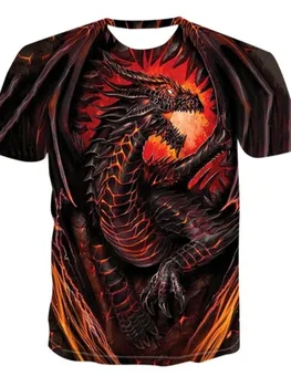 2023 Naujas Vasaros Mados Atsitiktinis 3D Gyvūnų Spausdinti marškinėliai Drakonas, Gyvatė Hip-Hop Vyrų ir Moterų trumpomis Rankovėmis Viršuje T-shirt