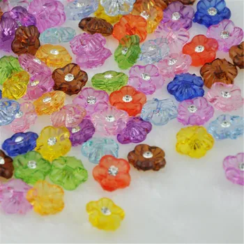 50pcs 15mm mišrios spalvos gėlių akrilo mygtukai marškinėliai kalnų krištolas kristalo sagos, siuvimo amatai, dekoratyviniai aksesuarai PH06
