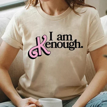 Aš Esu Kenough Marškinėliai Naujas Vasaros Mados Moterų Estetinės Kawaii Laišką, Print T-Marškinėliai, Unisex Atsitiktinis Smėlio Medvilnės Tees Marškinėliai Korėja