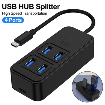 Didelės Spartos 4 1 USB3.0 Hub 4 Port Multi USB Skirstytuvo Expander Adapterio Tipas-C Docking Station 