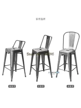 Industrial stiliaus baro kėdės geležies šiuolaikinio meno paprasta atgal baro kėdės Šiaurės metalo aukšta kėdė Cafe American Baro Taburetės