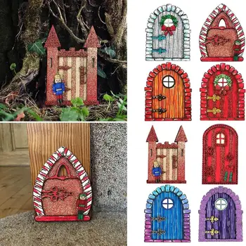 Miniatiūriniai Pasakų Gnome Durų Figūrėlės Elf Namų Medinės Pasakų Sodas Langas, Durys, Sodo Skulptūros Mini Pasakų Durų Nykštukas Medžio Durys