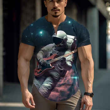 Vyriški Lauko T-shirt Astronautas 3d Spausdinimo T-shirt Patogu ir Paprasta T-shirt Universalus Tendencija Vasaros trumparankoviai