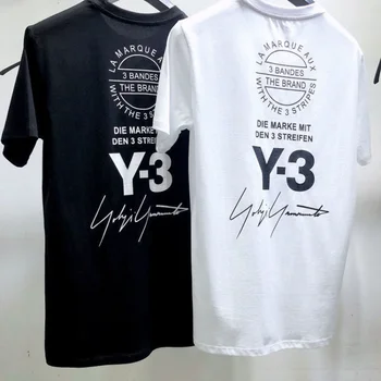 Y-3 Yohji Yamamoto vyriški trumpomis Rankovėmis T-Shirt 2023 Vasarą Tamsiai Stilių, Raidę Parašo Spausdinti trumpomis Rankovėmis Viršūnes Vyrams